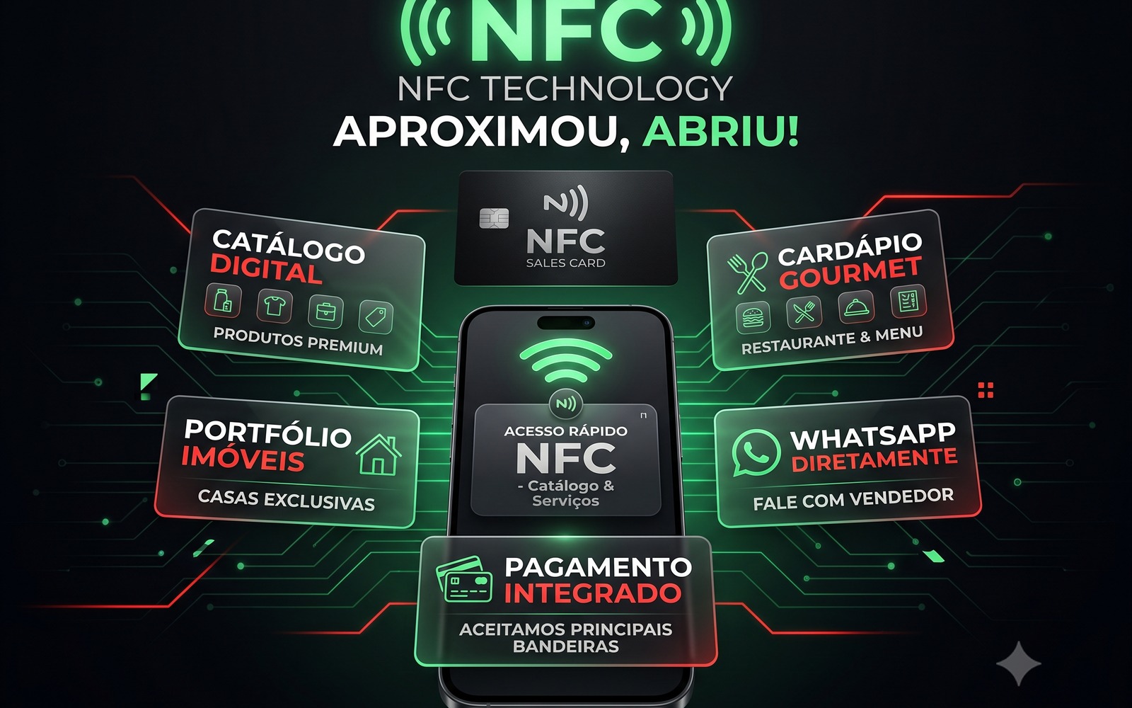 Soluções NFC para contato, catálogo, cardápio, imóveis e pagamento