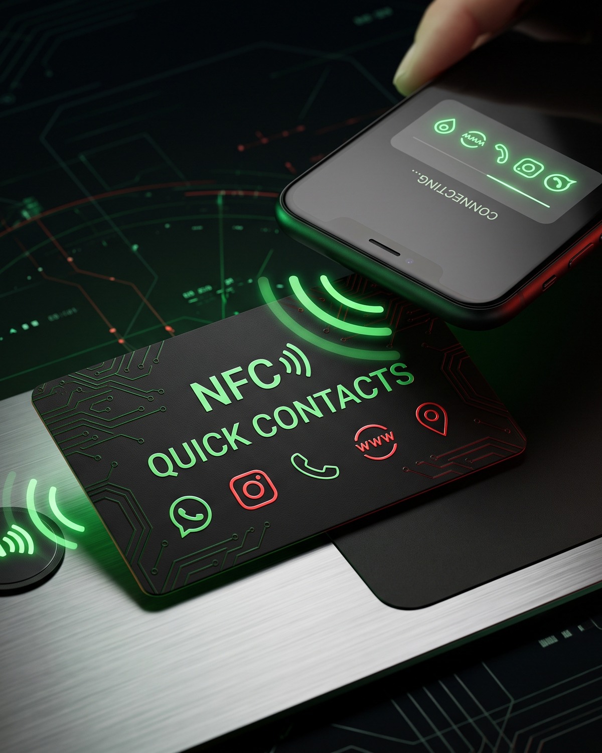 Adesivo NFC, cartão de contato e chaveiro NFC