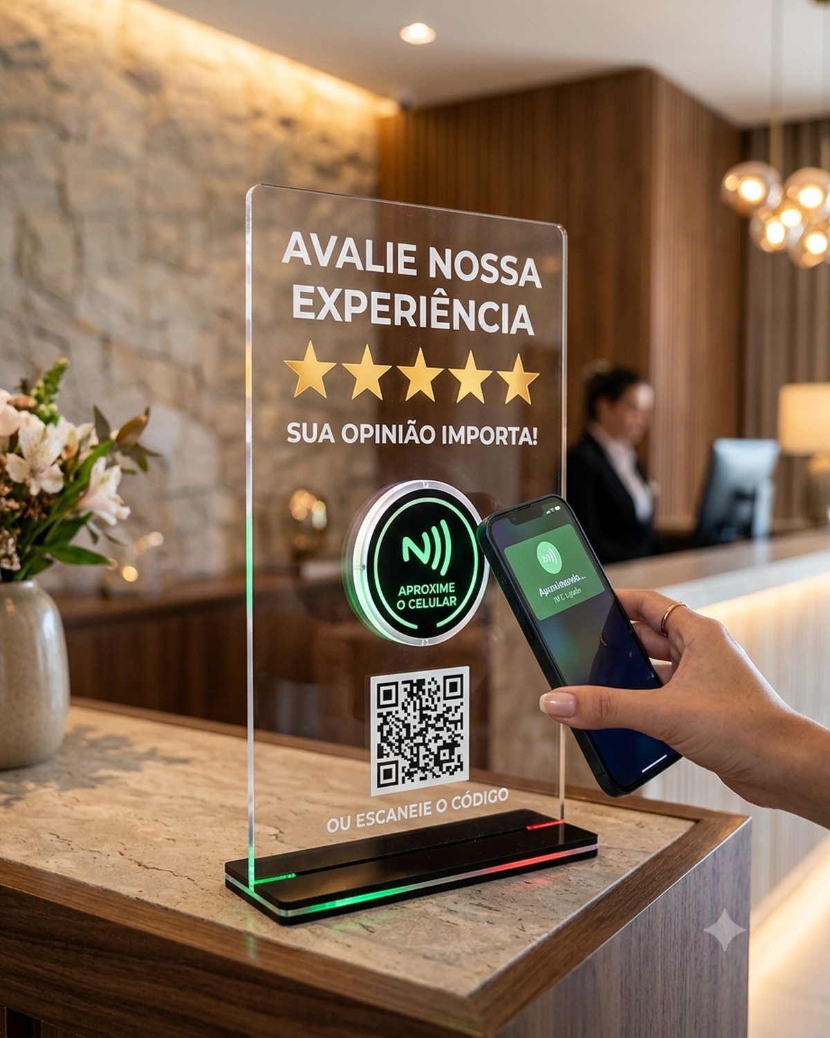 Cartão e display Google Avaliações NFC